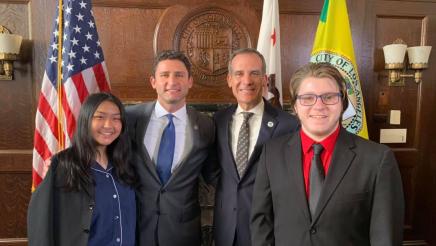  Assemblymember Gabriel joins LA Mayor Eric Garcetti at a roundtable on gun violence prevention