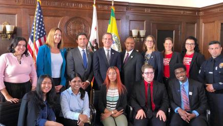  Assemblymember Gabriel joins LA Mayor Eric Garcetti at a roundtable on gun violence prevention