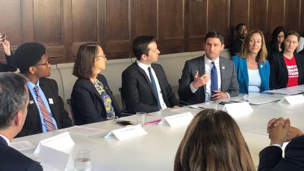  Assemblymember Gabriel joins LA Mayor Eric Garcetti at a roundtable on gun violence prevention