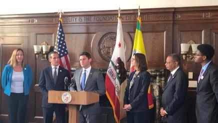  Assemblymember Gabriel joins LA Mayor Eric Garcetti at a roundtable on gun violence prevention