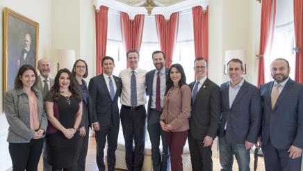 The California Legislative Jewish Caucus, including Chair Senator Ben Allen and Vice Chair Assemblymember Jesse Gabriel, with Governor Newsom